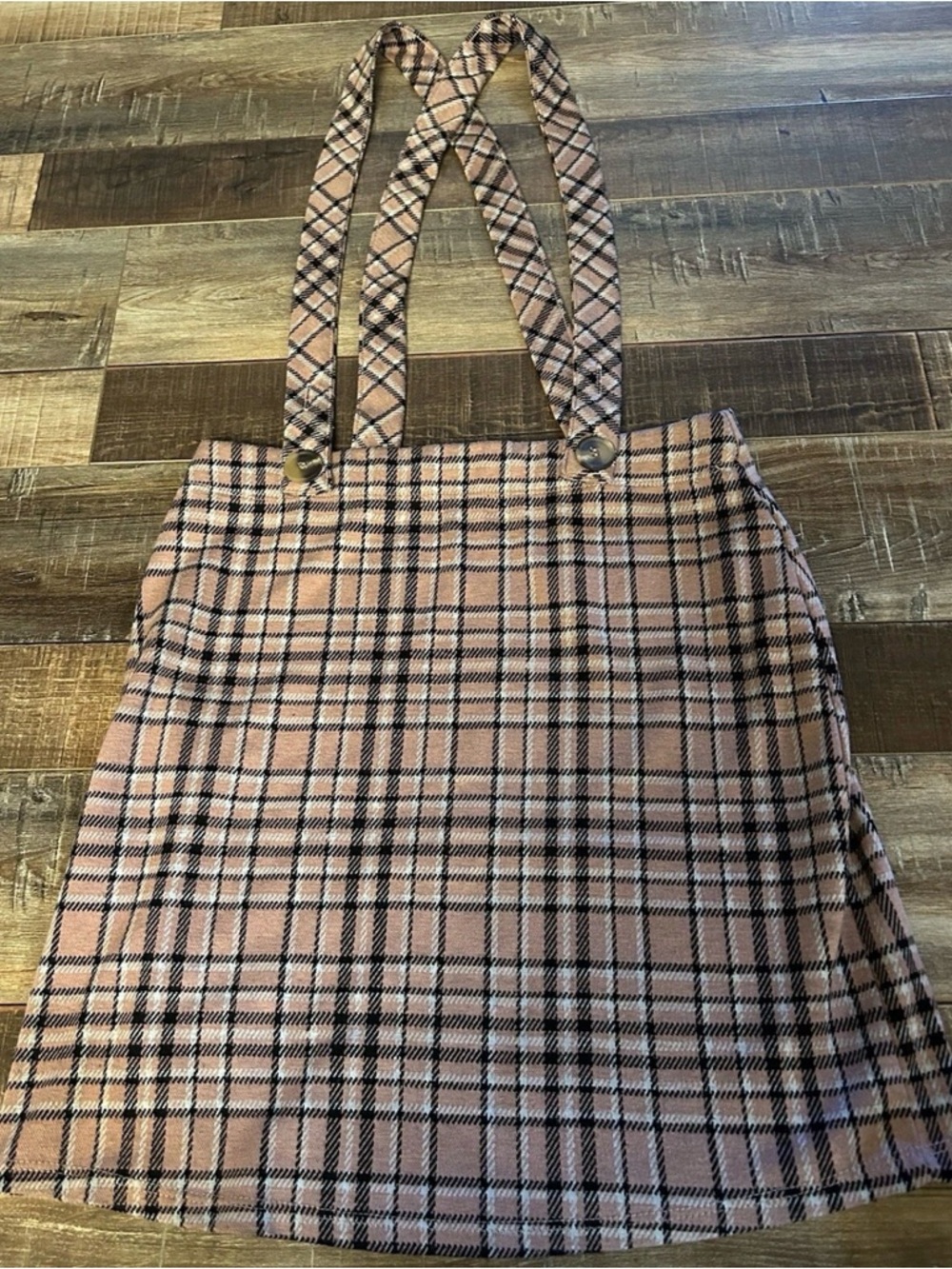 Cute Hollister Plaid Skirt W/suspenders Size S 25”X16”